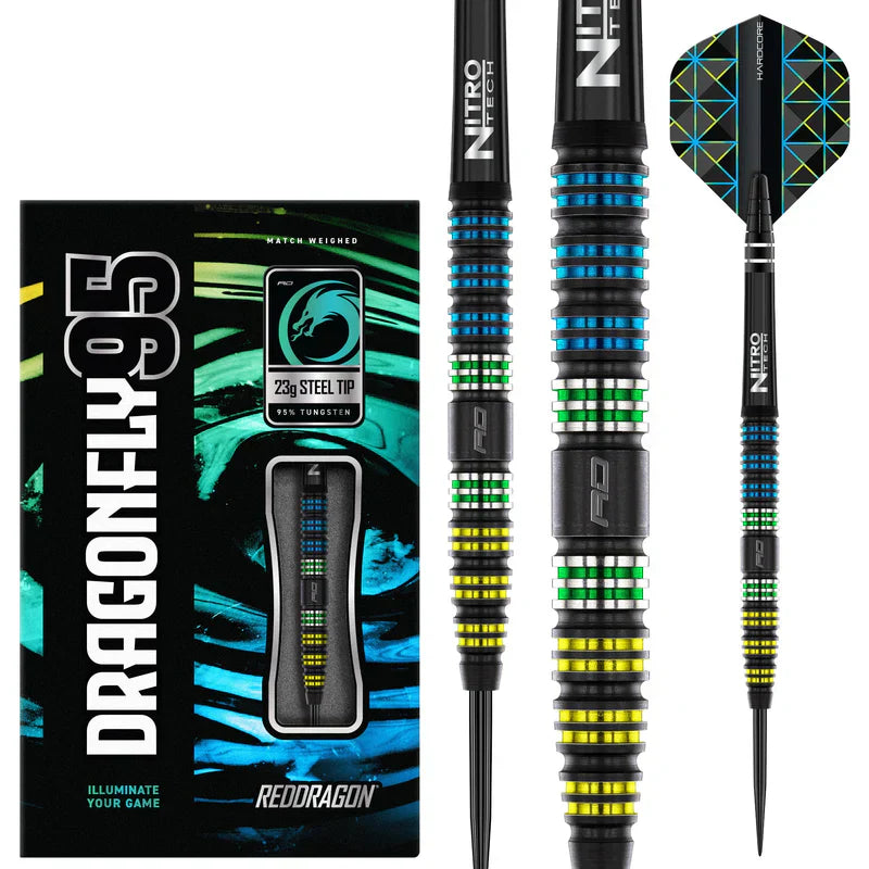 Red Dragon - Dragonfly 95 Black - Tapered 95% - Steel Šípky - Direct Darts - 2