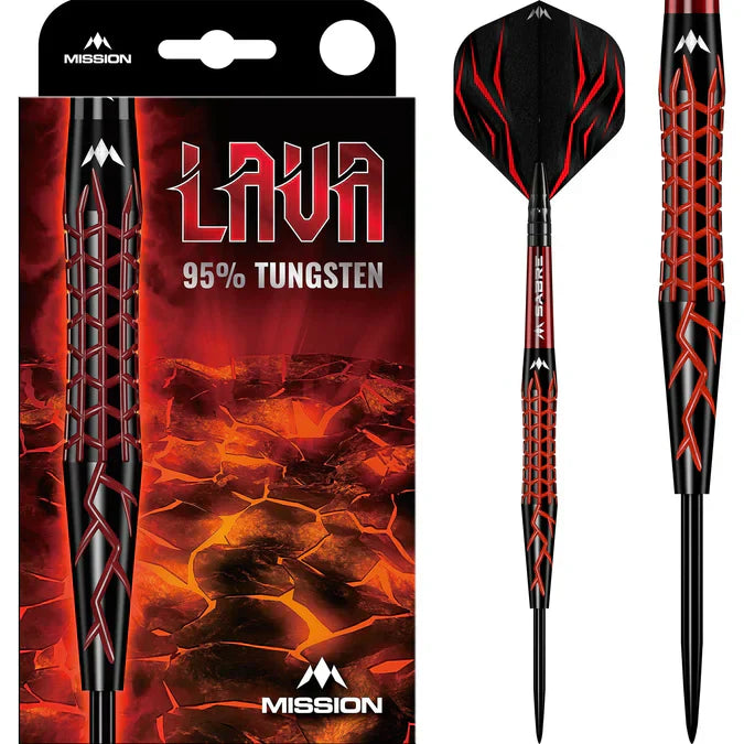 Mission - Lava 95% - Černá & Červená - Steel Šípky - Direct Darts - 2