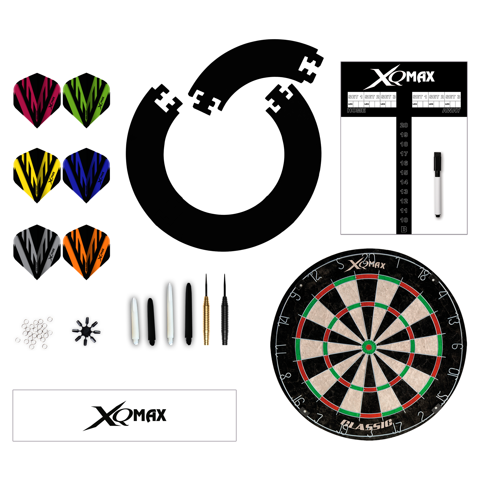 Xqmax - Turnájová Darts Sada Černá - Terč Na Šípky Set - Direct Darts - 1