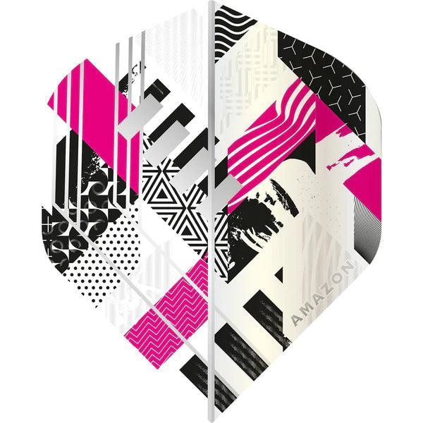 Amazon - Abstract - Bílá & Magenta - No2 - 100 Mikron - Letky Na Šípky - Direct Darts - 1