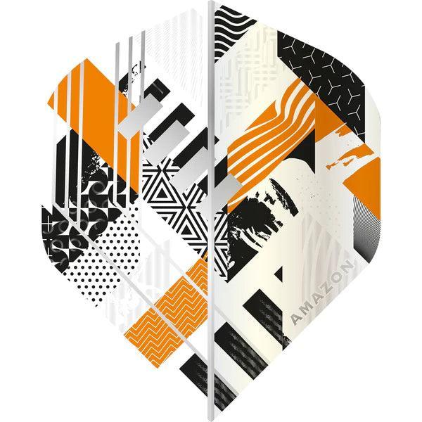 Amazon - Abstract - Bílá & Oranžová - No2 - 100 Mikron - Letky Na Šípky - Direct Darts - 1