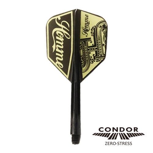 Condor - Zero Stress - Se-O Homme - Černá Zlatá - No6 - Jednodílný Násadky/Letky Na Šípky - Direct Darts - 1
