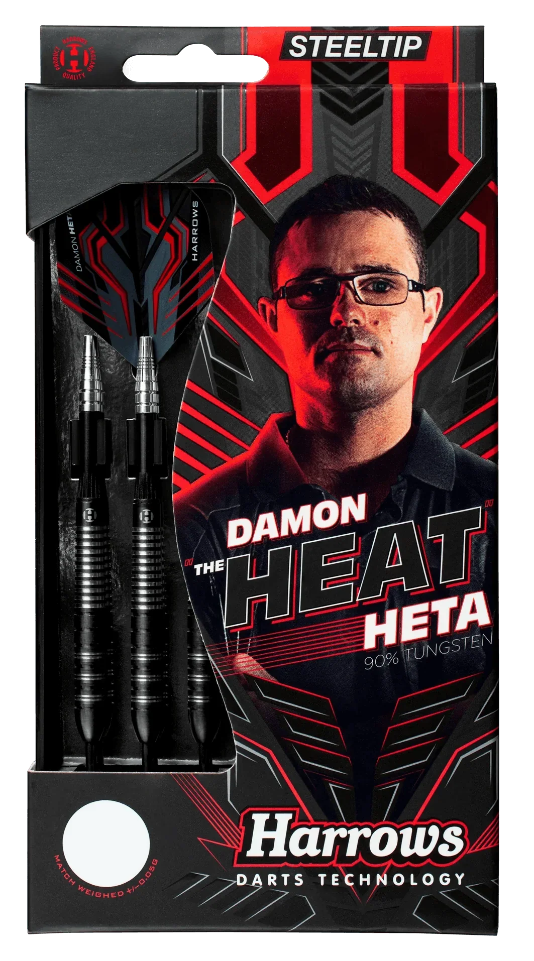 Harrows - Damon Heta 90% Black - Steel Šípky - Direct Darts - 5