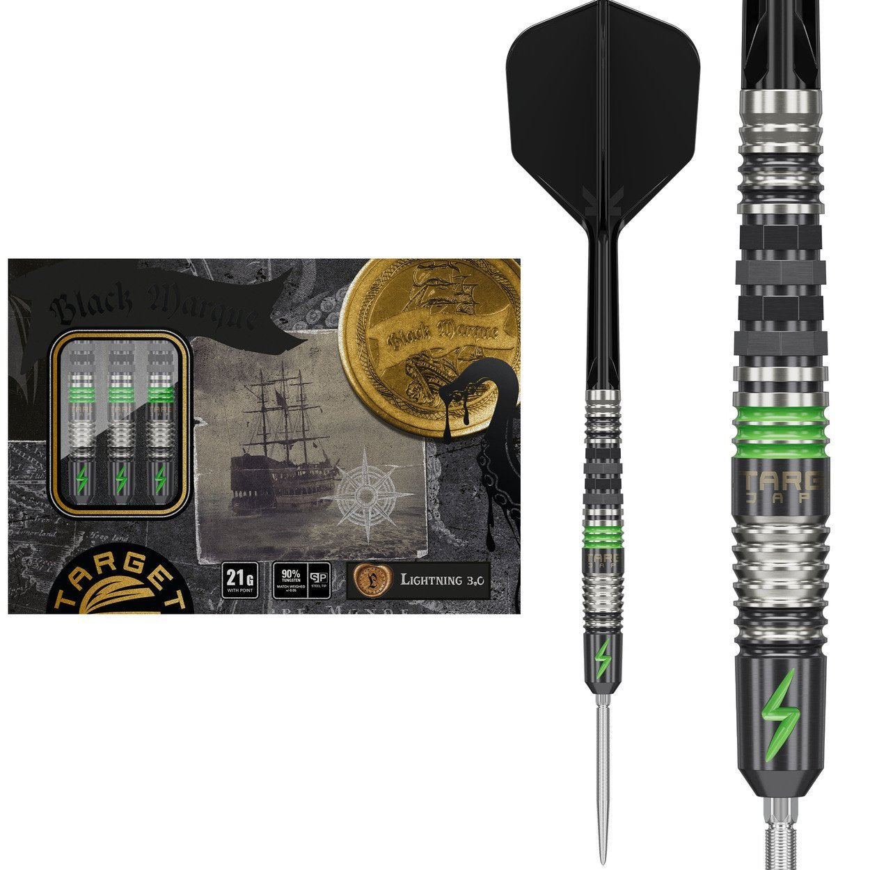 Target Japan - Black Marque Lightning 3.0 - Steel Šípky - Direct Darts - 1