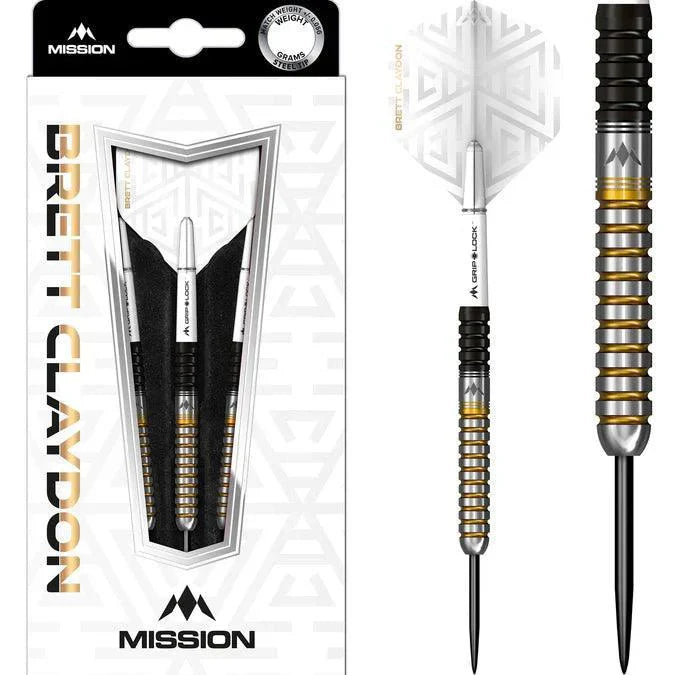 Mission - Brett Claydon - Černá & Zlatá- - Brass - Steel Šípky - Direct Darts - 1