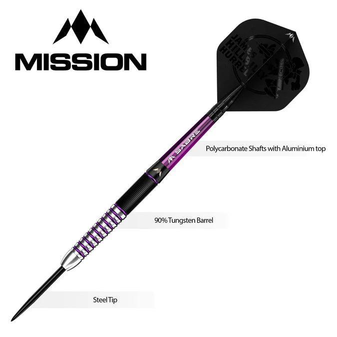 Mission - James Hurrell - Hillbilly - Černá & Fialová - 90% - Steel Šípky - Direct Darts - 4