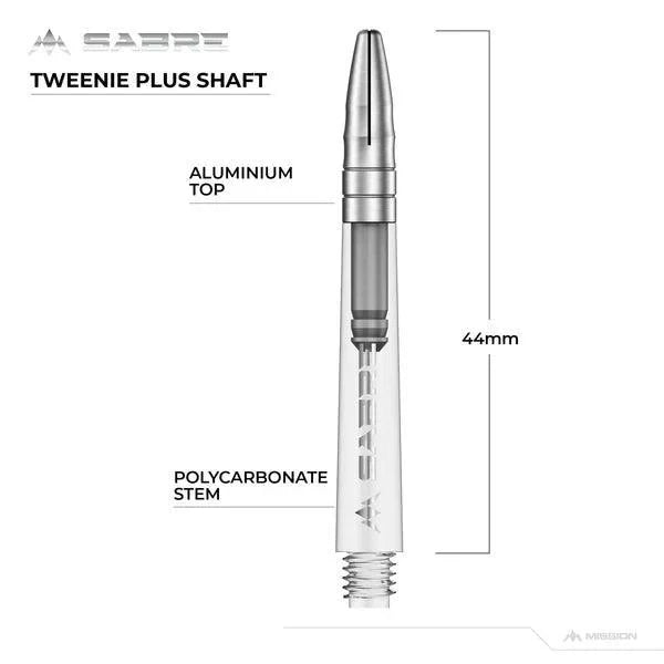 Mission - Sabre - Polykarbonát - Průhledná - Strieborná Top - Násadky Na Šípky - Direct Darts - 6