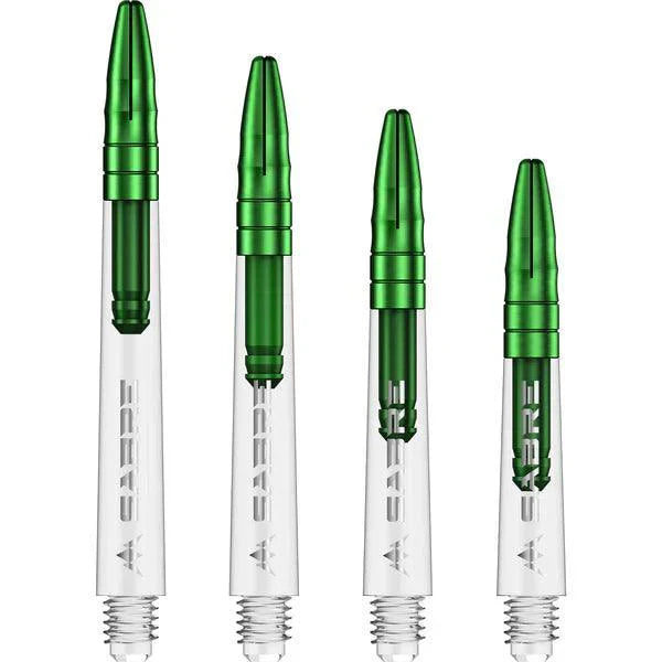 Mission - Sabre - Polykarbonát - Průhledná - Zelená Top - Násadky Na Šípky - Direct Darts - 1