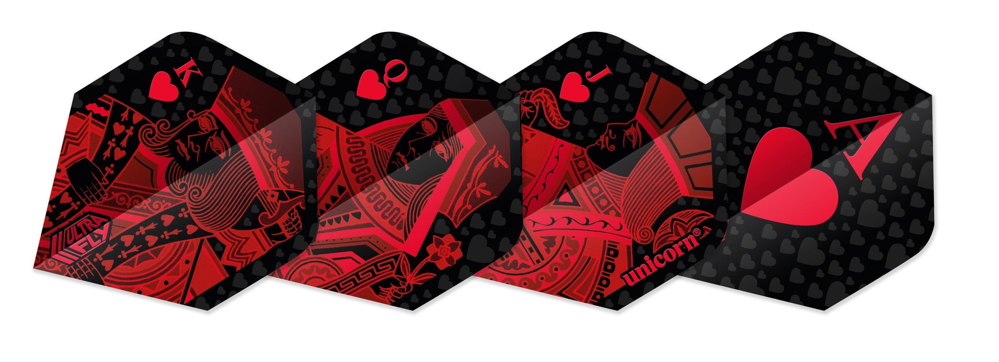 Unicorn - Ultrafly Plus Červená Royal Flush - 100 Mikron - Letky Na Šípky - Direct Darts - 1