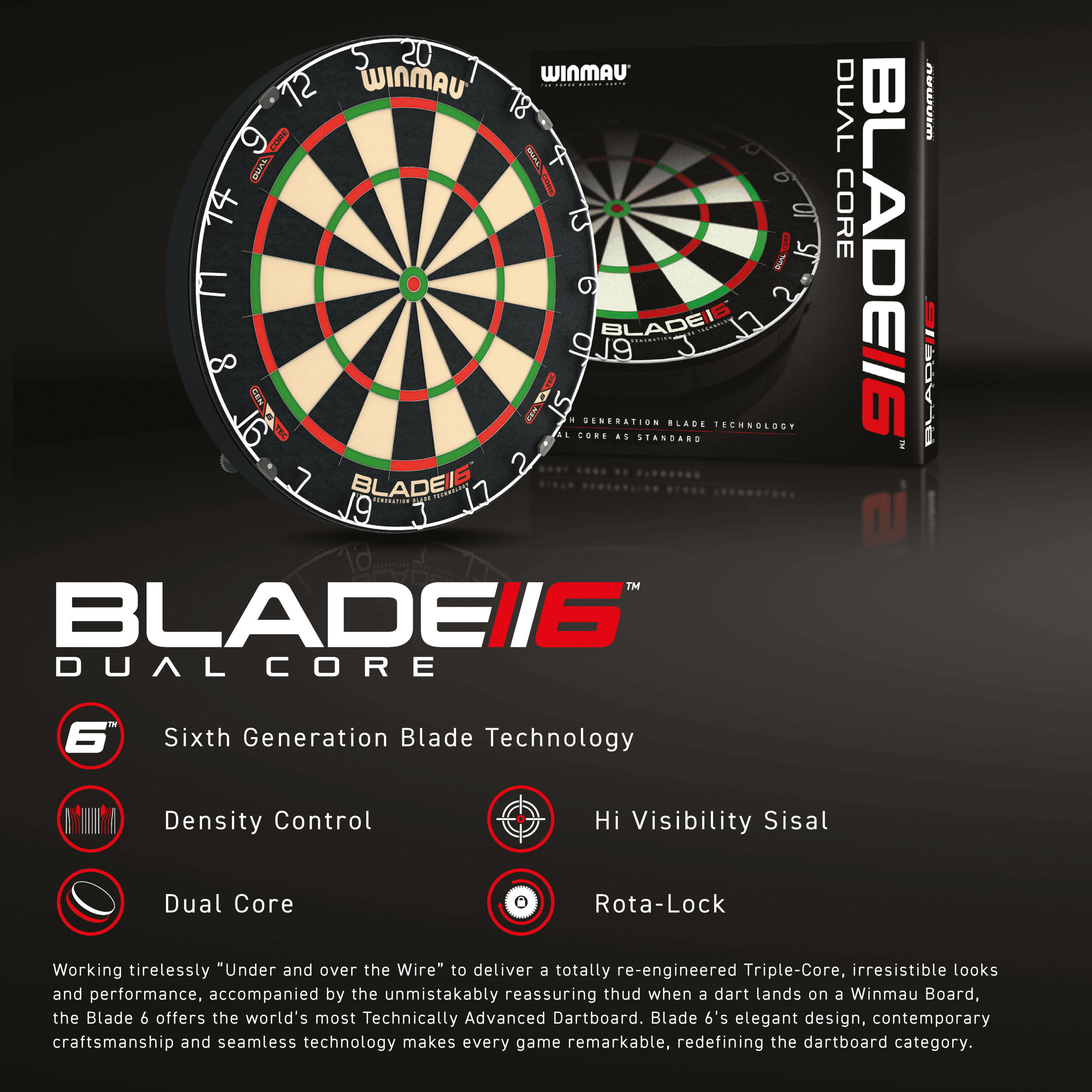 Winmau - Blade 6 Dual Core - Sisalový Terč Na Šípky - Direct Darts - 6