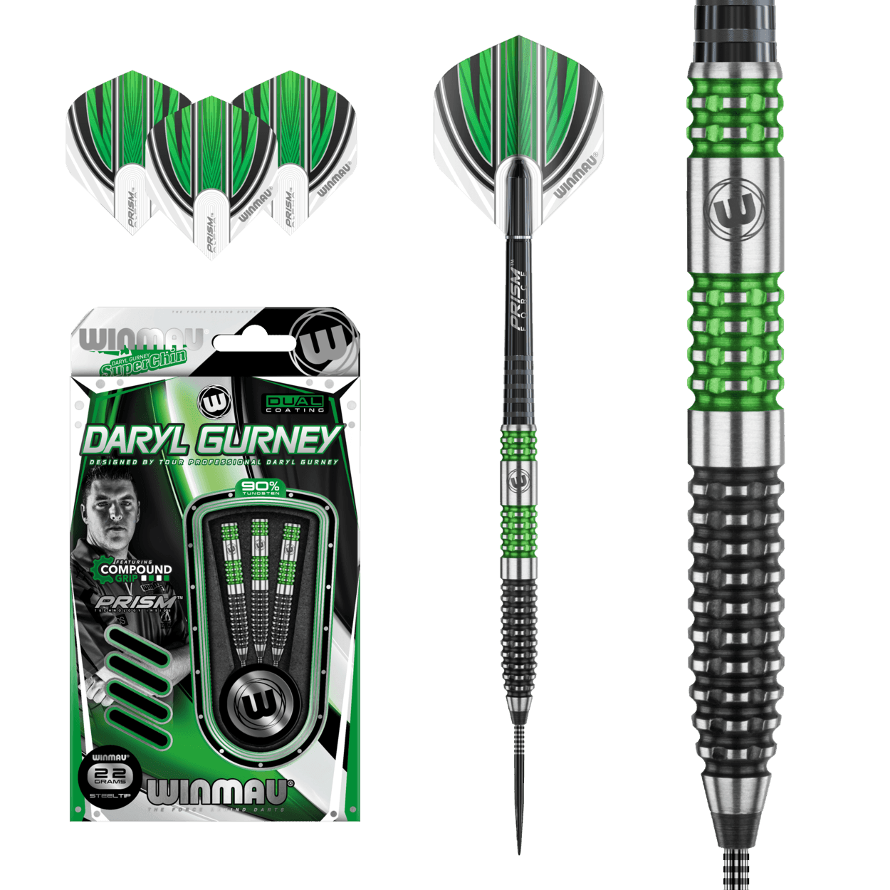 Winmau - Daryl Gurney Zelená/Černá 90% - Steel Šípky - Direct Darts - 2