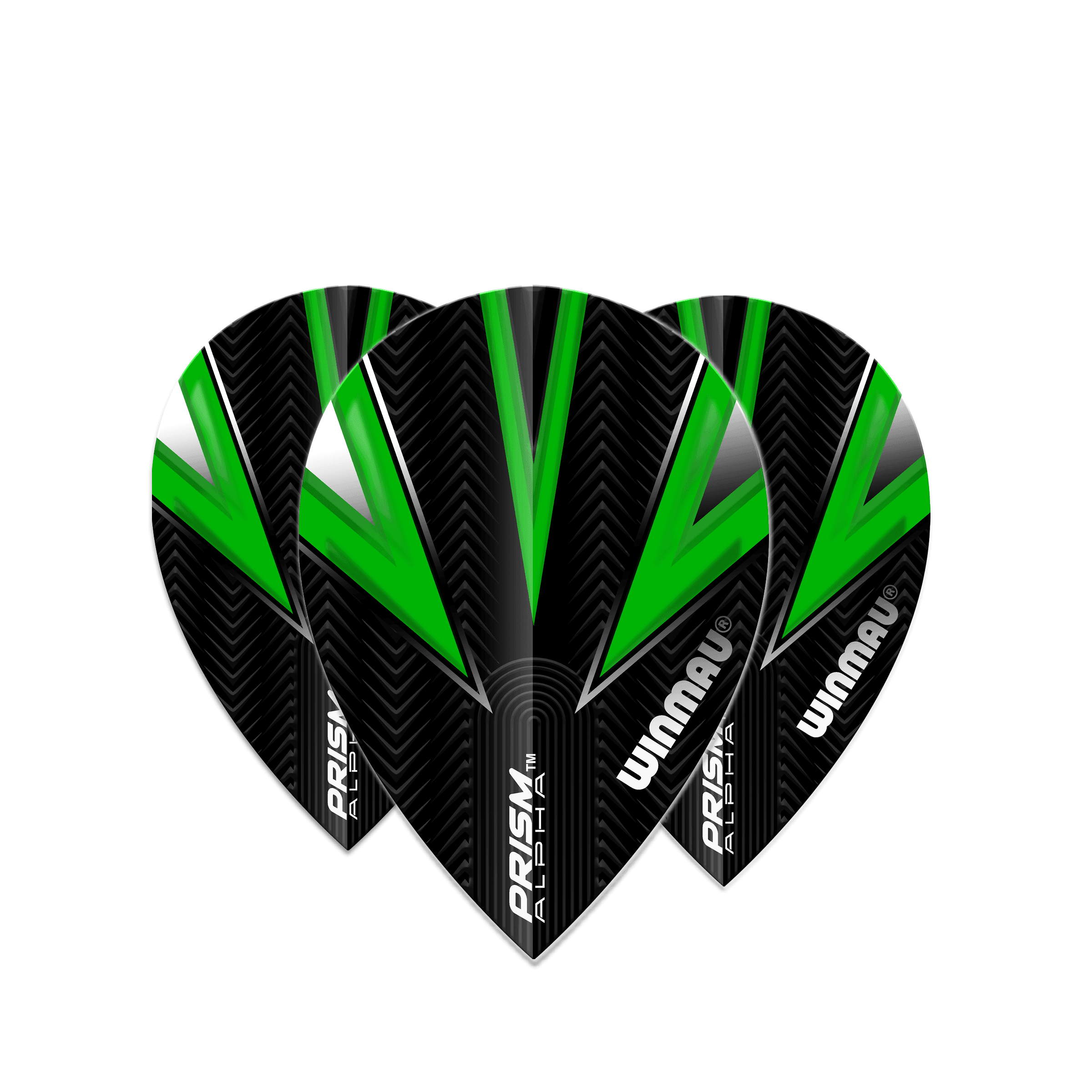 Winmau - Prism Alpha Černá & Zelená Hruškovitá - 100 Mikron - Letky Na Šípky - Direct Darts - 1