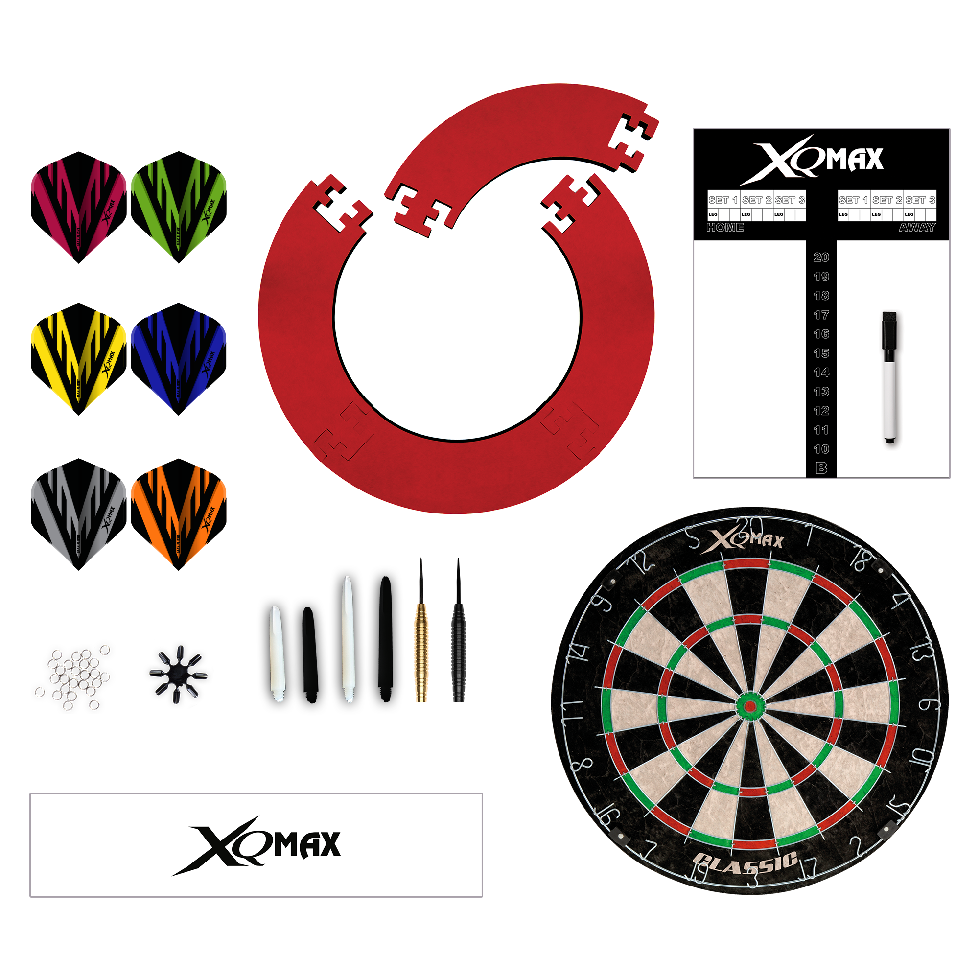 Xqmax - Turnájová Darts Sada Červená - Terč Na Šípky Set - Direct Darts - 1