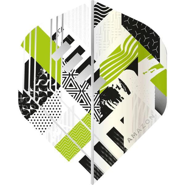 Amazon - Abstract - Bílá & Zelená - No2 - 100 Mikron - Letky Na Šípky - Direct Darts - 1