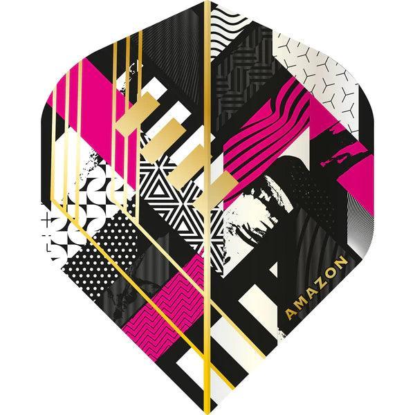 Amazon - Abstract - Černá & Magenta - No2 - 100 Mikron - Letky Na Šípky - Direct Darts - 1