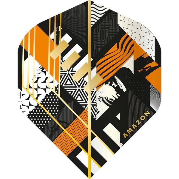 Amazon - Abstract - Černá & Oranžová - No2 - 100 Mikron - Letky Na Šípky - Direct Darts - 1