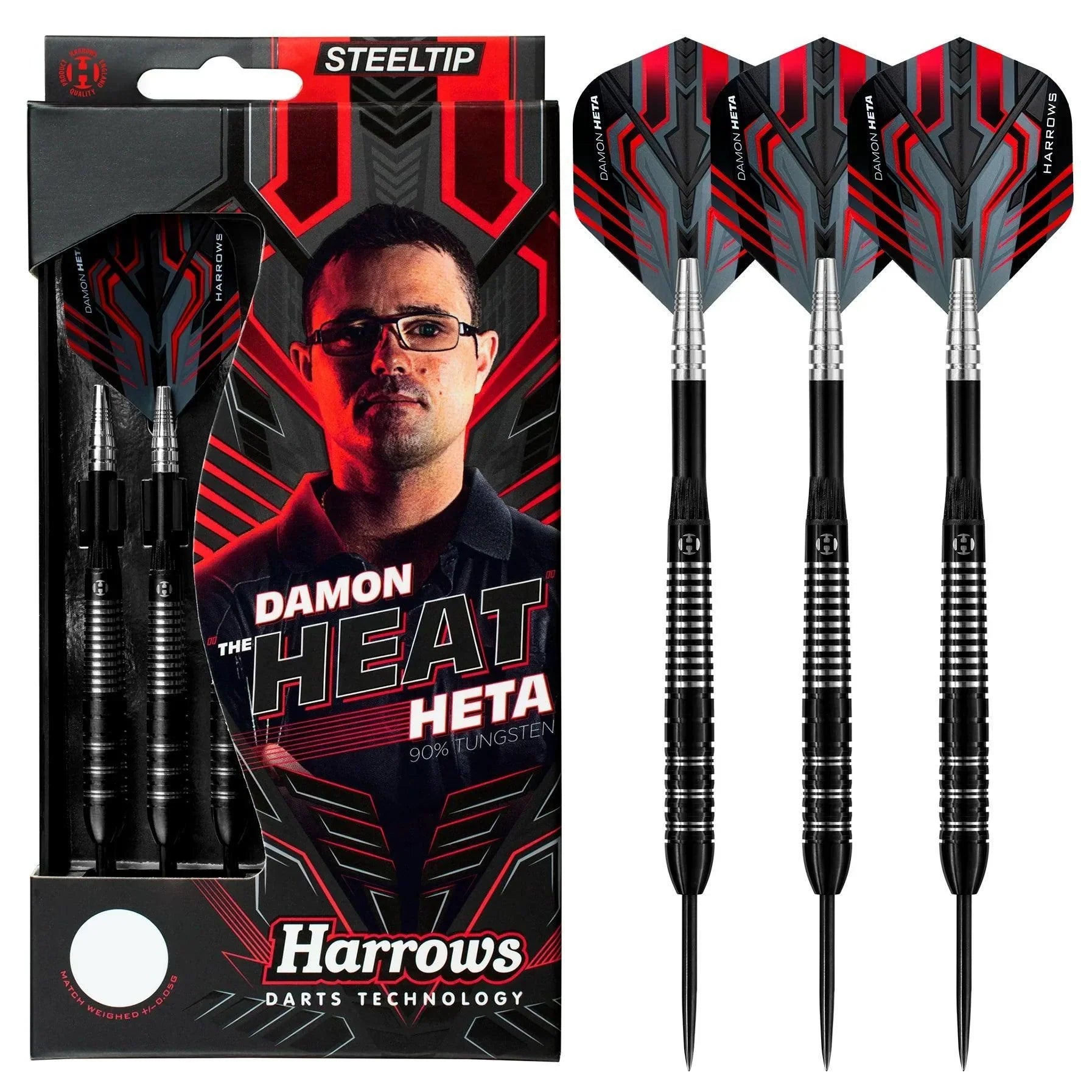 Harrows - Damon Heta 90% Black - Steel Šípky - Direct Darts - 2