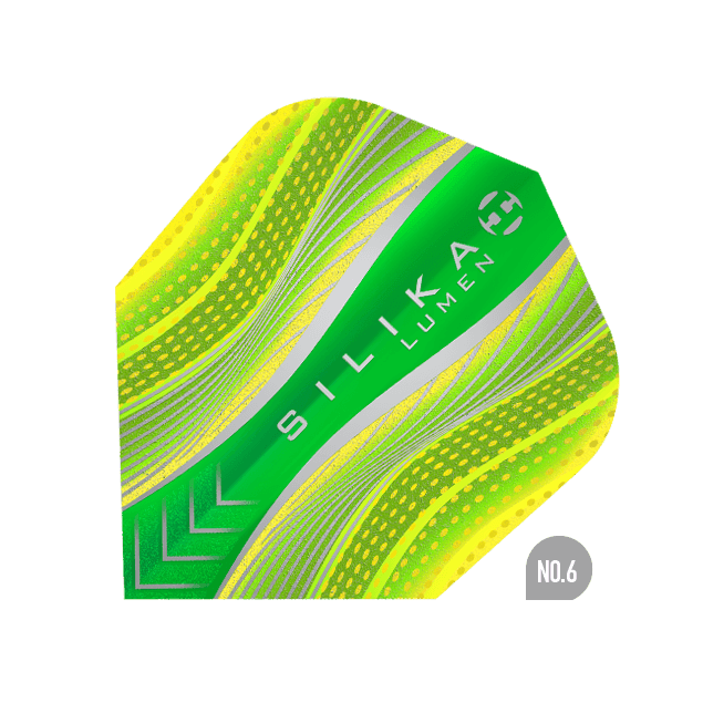 Harrows - Silika Lumen No6 Žlutá/Zelená - 100 Mikron - Letky Na Šípky - Direct Darts - 1