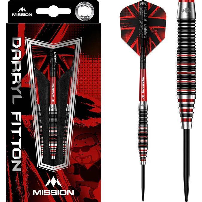 Mission - Darryl Fitton - Electro Černá & Červená - 95% - The Dazzler - Steel Šípky - Direct Darts - 1
