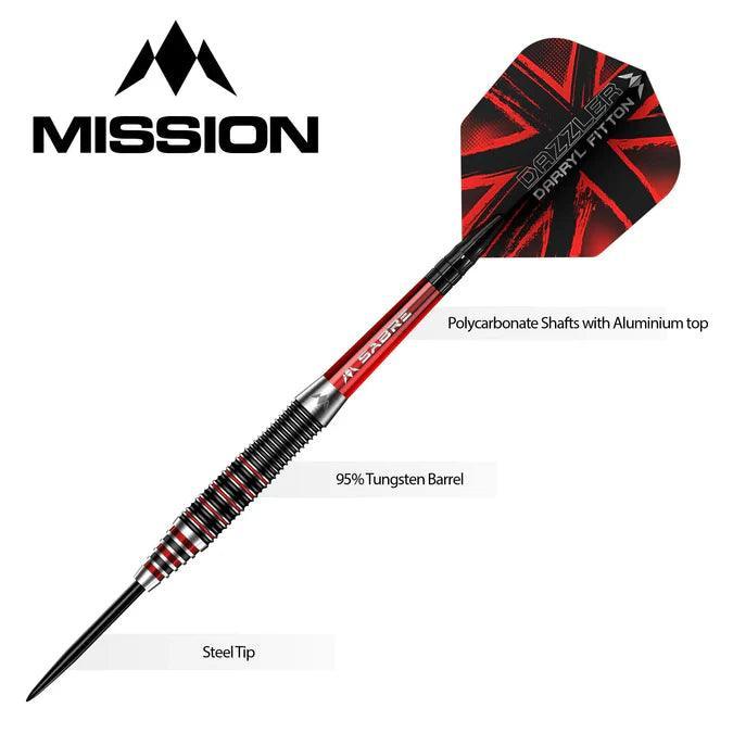 Mission - Darryl Fitton - Electro Černá & Červená - 95% - The Dazzler - Steel Šípky - Direct Darts - 4