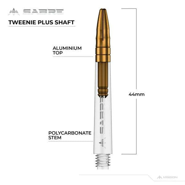 Mission - Sabre - Polykarbonát - Průhledná - Zlatá Top - Násadky Na Šípky - Direct Darts - 6