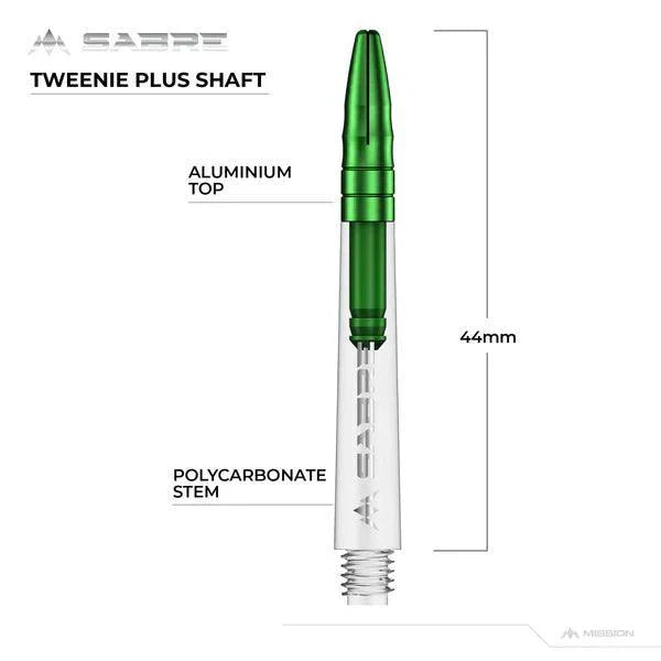 Mission - Sabre - Polykarbonát - Průhledná - Zelená Top - Násadky Na Šípky - Direct Darts - 6