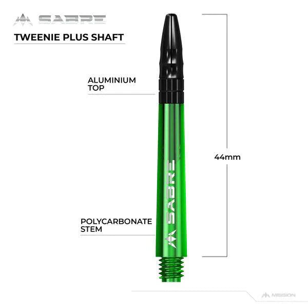 Mission - Sabre - Polykarbonát - Zelená - Černá Top - Násadky Na Šípky - Direct Darts - 6