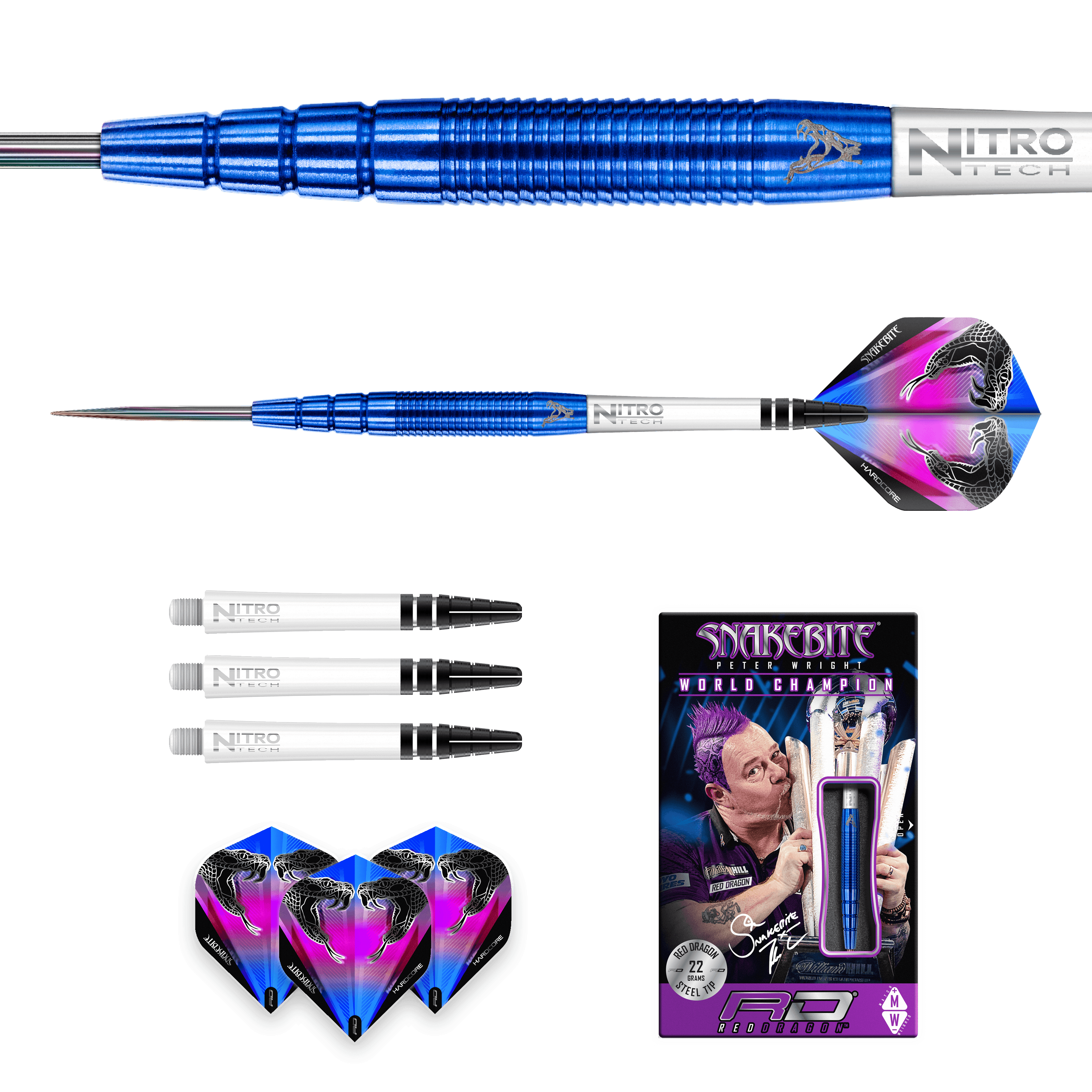 Red Dragon - Peter Wright Pl15 Blue 90% - Steel Šípky - Direct Darts - 5