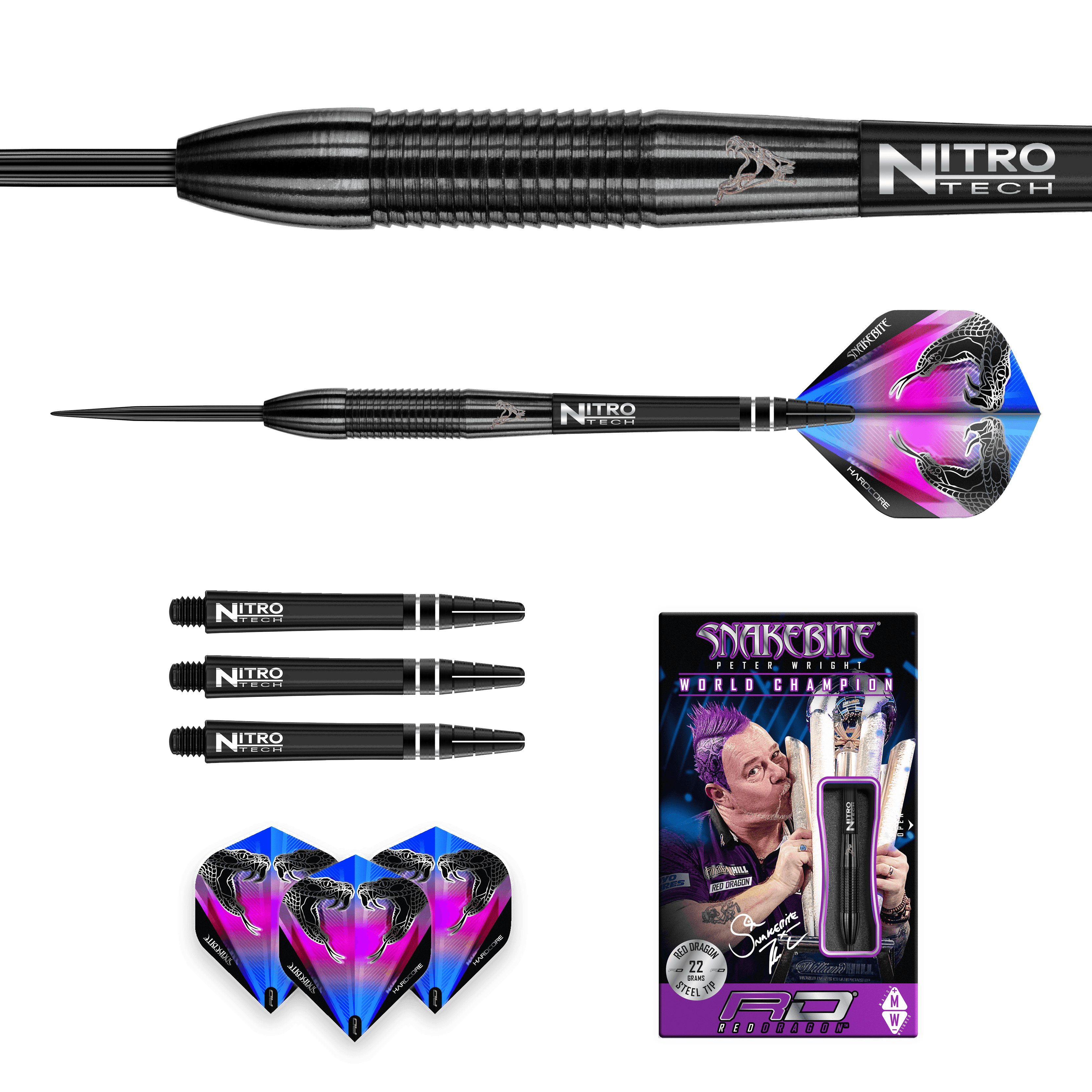 Red Dragon - Peter Wright Snakebite 3 Black 90% - Steel Šípky - Direct Darts - 5