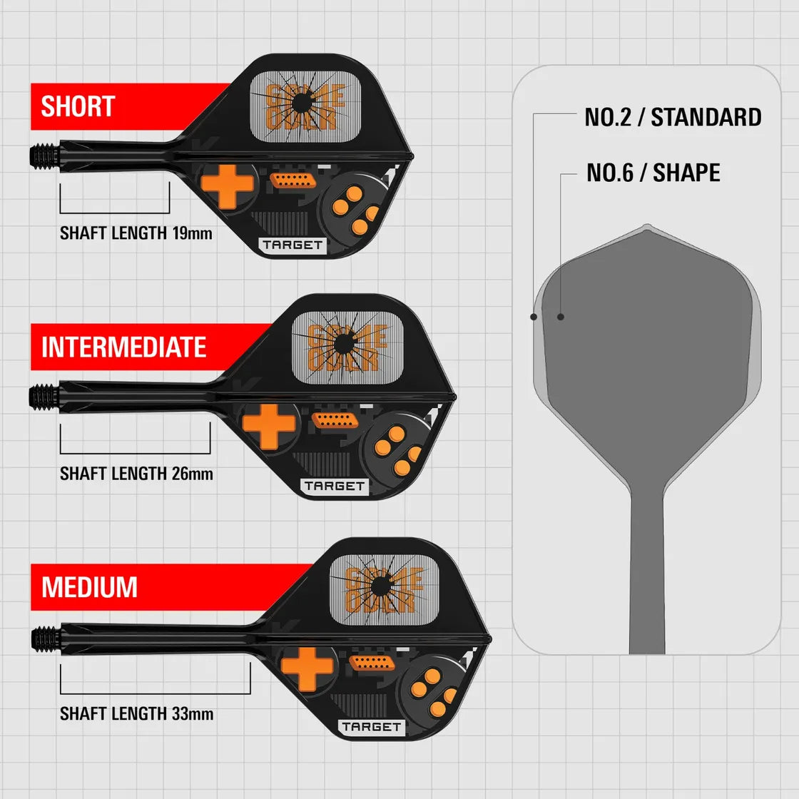 Target - K-Flex - Game Over - No2 - Jednodílný Násadky/Letky Na Šípky - Direct Darts - 3