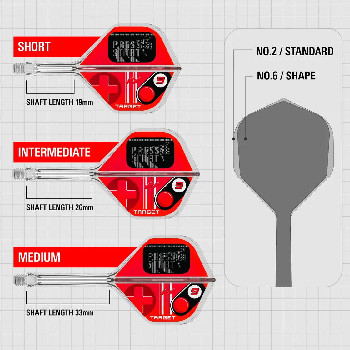 Target - K-Flex - Press Start - No2 - Jednodílný Násadky/Letky Na Šípky - Direct Darts - 3