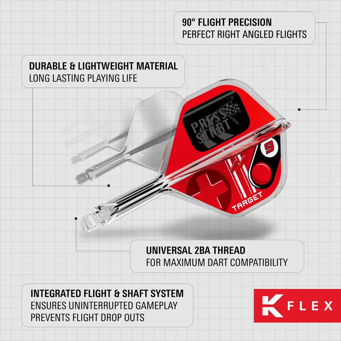 Target - K-Flex - Press Start - No2 - Jednodílný Násadky/Letky Na Šípky - Direct Darts - 5
