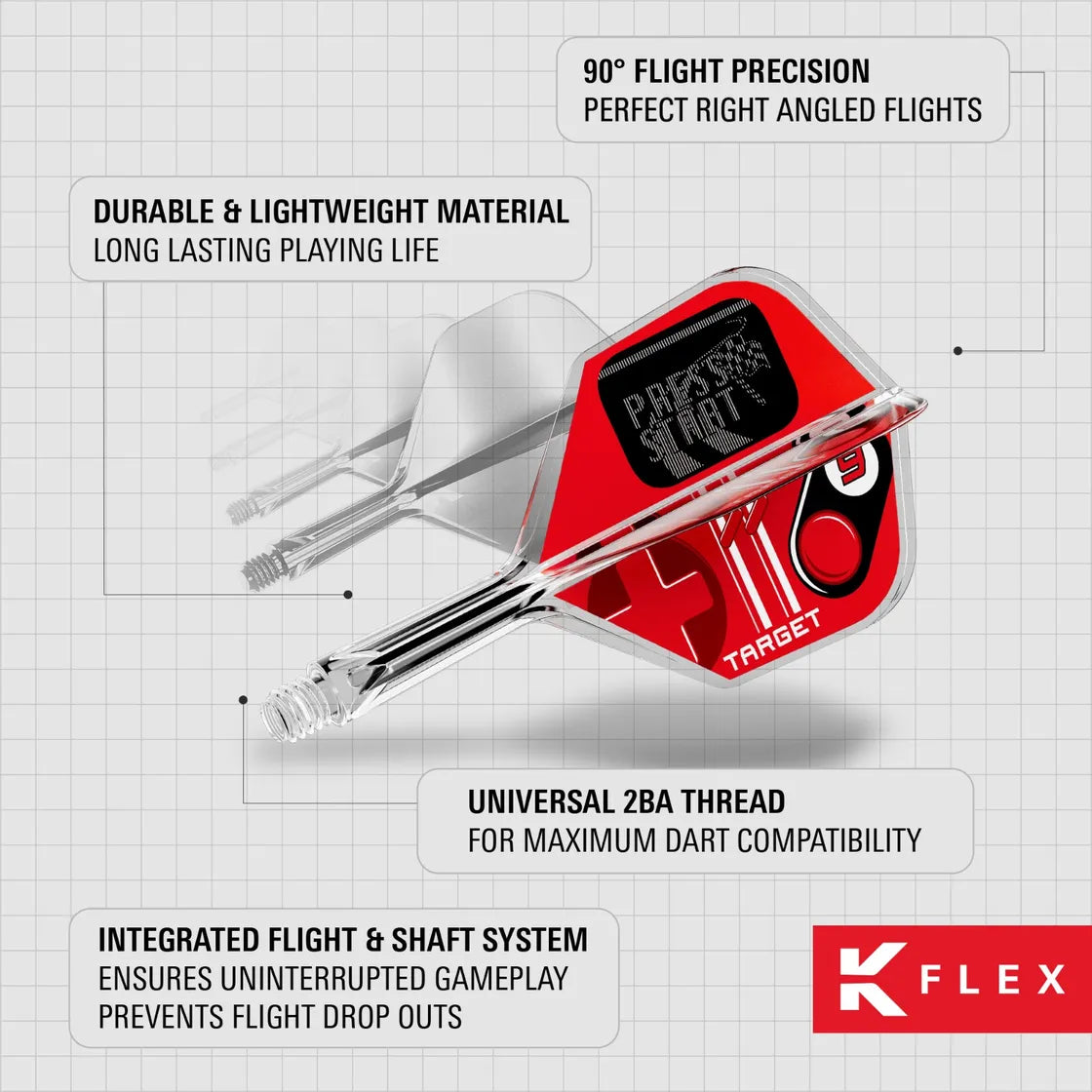 Target - K-Flex - Press Start - No6 - Jednodílný Násadky/Letky Na Šípky - Direct Darts - 5