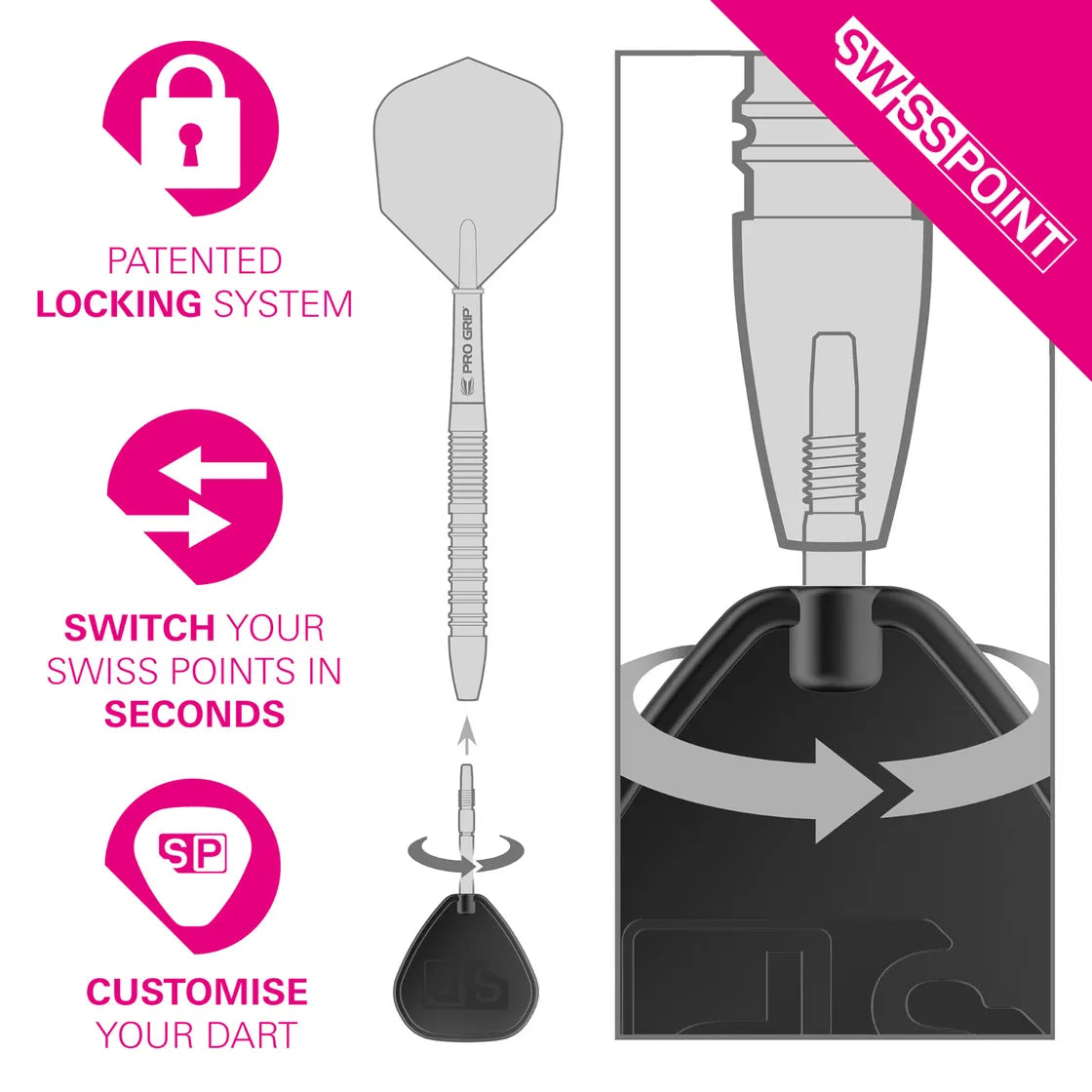 Target - Signature Swiss Point Rst - Černý - Hrot Na Šipky - Direct Darts - 4