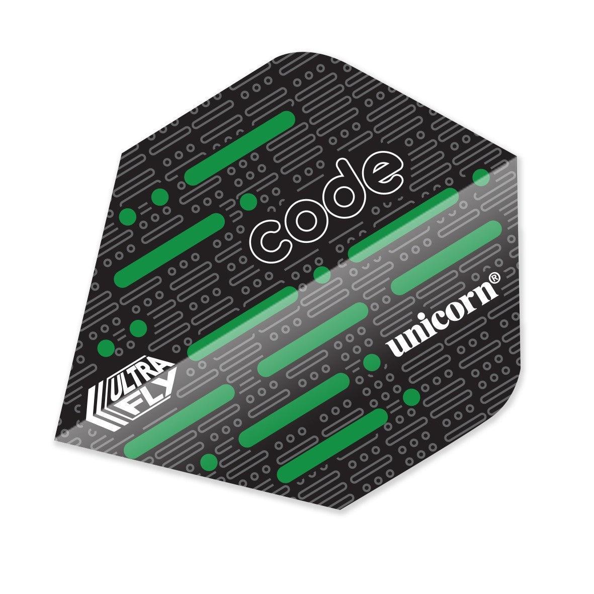 Unicorn - Ultrafly Plus Code Zelená - 100 Mikron - Letky Na Šípky - Direct Darts - 1
